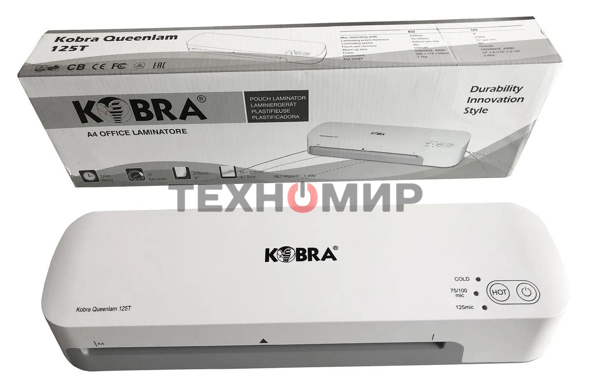 Ламинатор Kobra Queenlam 125 T A4 (75-125мкм) 42см/мин (2вал.) хол.лам. лам.фото реверс