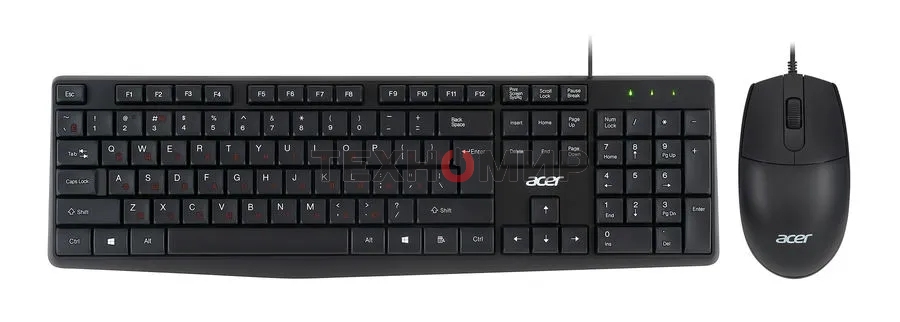 Комплект клавиатура+мышь Acer OMW141 проводной, USB, 1200 DPI, чёрный