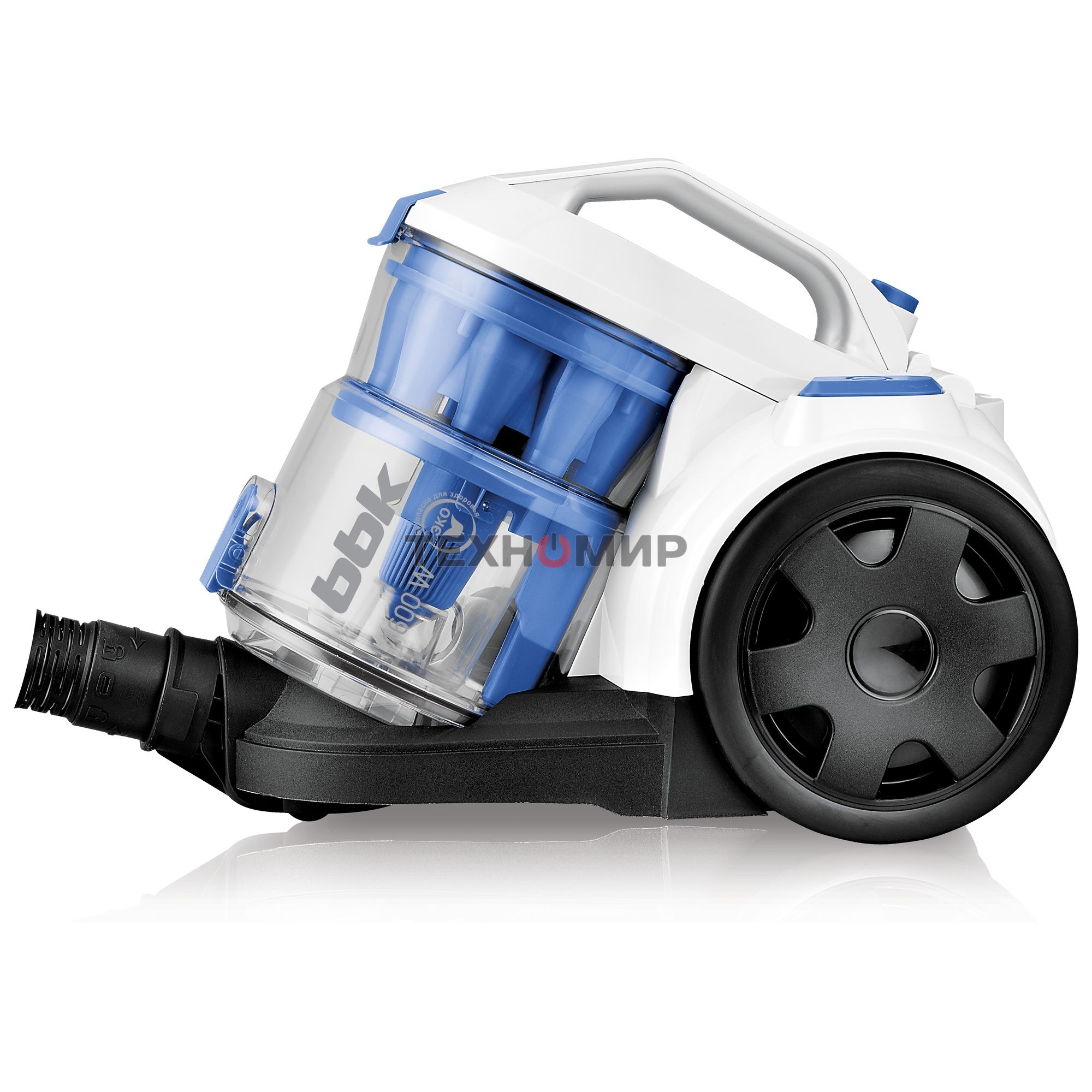 Пылесос BBK BV1501 белый/синий, 300/1600 Вт, уборка сухая, пылесборник контейнер 2 л