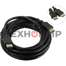Кабель HDMI C-HM-HM-5M Wize, 5 м, v.2.0, 19M/19M, позол.разъемы, экран, черный, пакет
