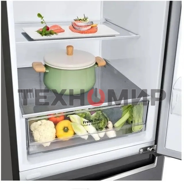 Холодильник LG GC-B459SLCL графит двухкамерный инвертер 247/127л морозилка снизу, No Frost