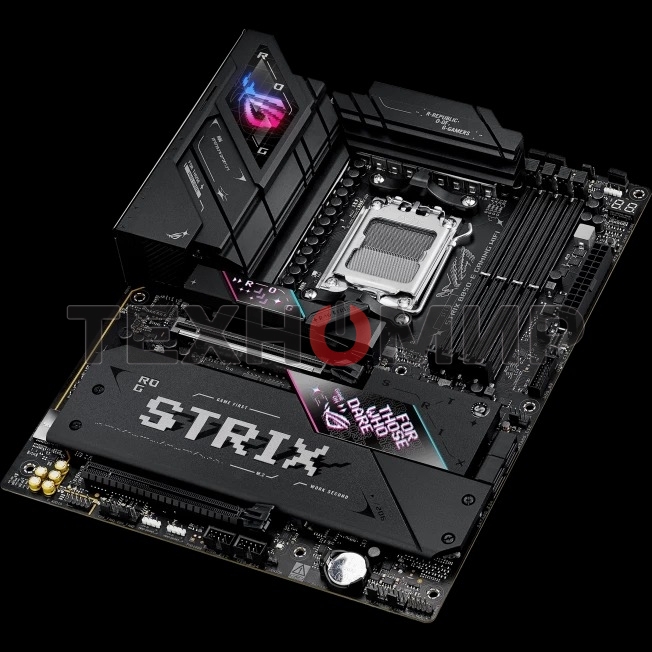 Материнская плата ASUS ROG STRIX B850-E GAMING WIFI, AM5, AMD B850, 4xDDR5, 4xSATA, 5xM.2, 1xPCI-E 5.0 x16, 1xPCI-E 4.0 x16, 1xRealtek 5Gb Ethernet, 1xUSB-C 4, 1xUSB-C 20Gbps, 6xUSB-A 10Gbps, 4xUSB-A 2.0, 3x3.5 мм, 7.1, ATX