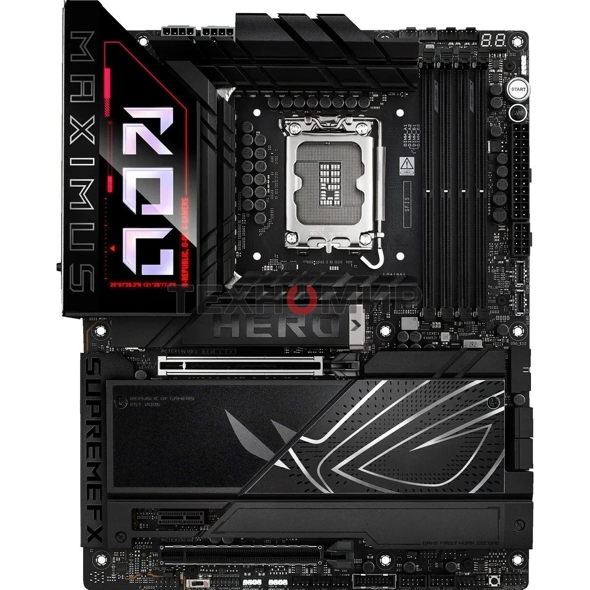 Материнская плата ASUS ROG MAXIMUS Z890 HERO, LGA 1851, Intel Z890, 4xDDR5, 4xSATA, 6xM.2, 1xPCIe 5.0 x16, 1xPCIe 4.0 x4, 1xPCIe x1, 1xHDMI, 2xUSB-C (видеовыход), 4xUSB-A 3.2 Gen 1, 4xUSB-A 3.2 Gen 2, 1xUSB-C 3.2 Gen 2, 2xUSB-C Thunderbolt 4, 2x 5Gb LAN, 