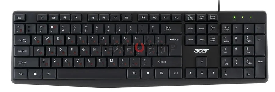 Комплект клавиатура+мышь Acer OMW141 проводной, USB, 1200 DPI, чёрный