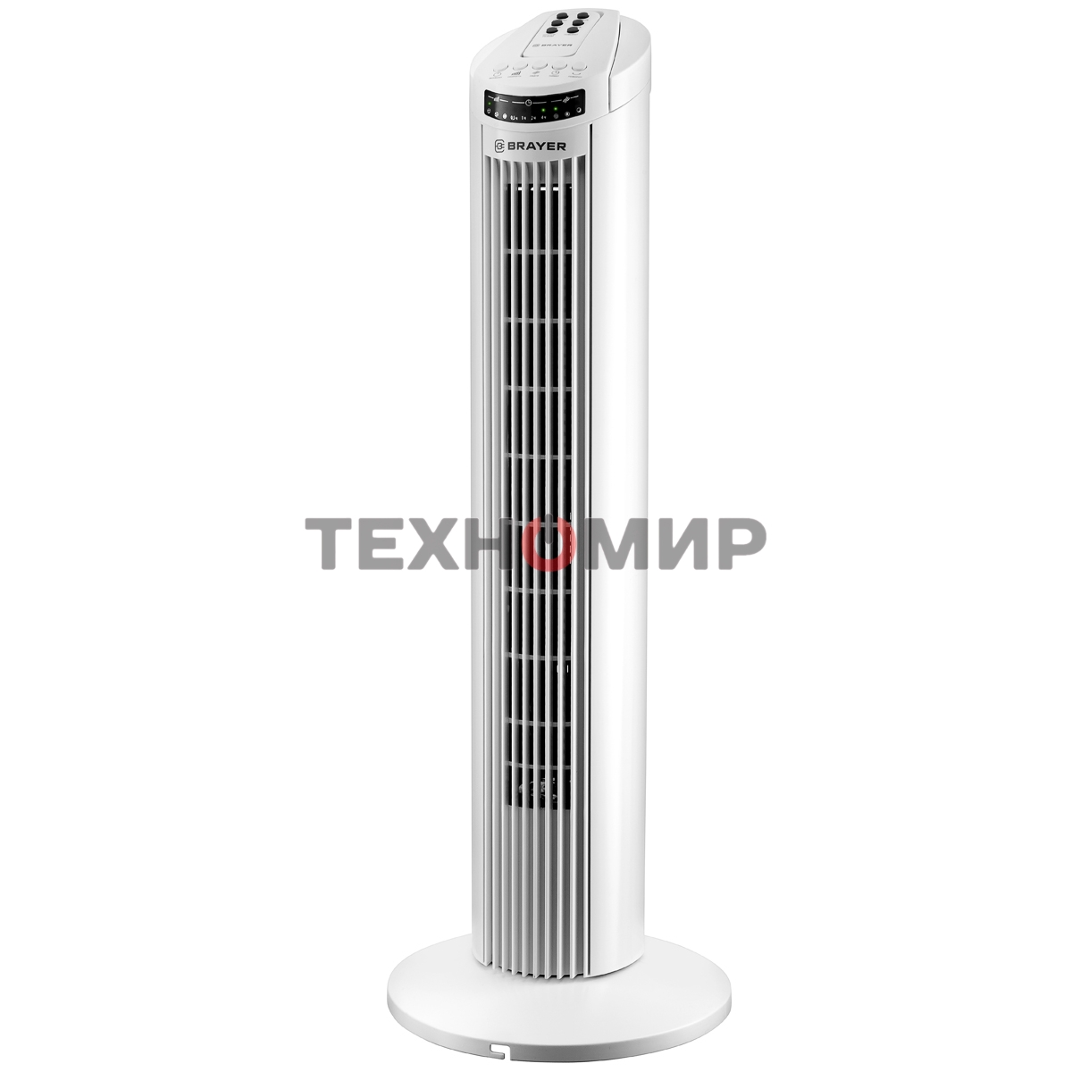 Колонный вентилятор BRAYER BR4958WH, механ.упр.,пульт ДУ,вращение90°,мощ-ть50Вт,защита от перегрева