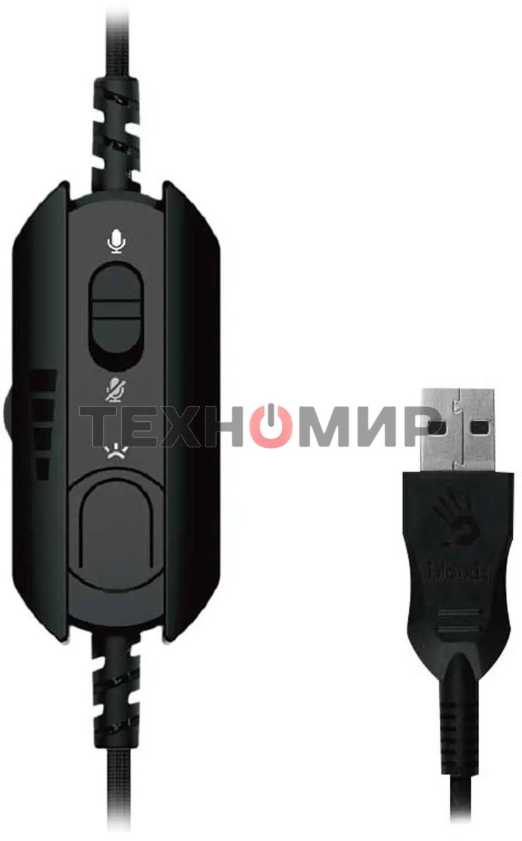 Гарнитура проводная с микрофоном A4Tech Bloody G570 черный/серый 2м мониторные USB оголовье (G570 USB/BLACK + GREY)