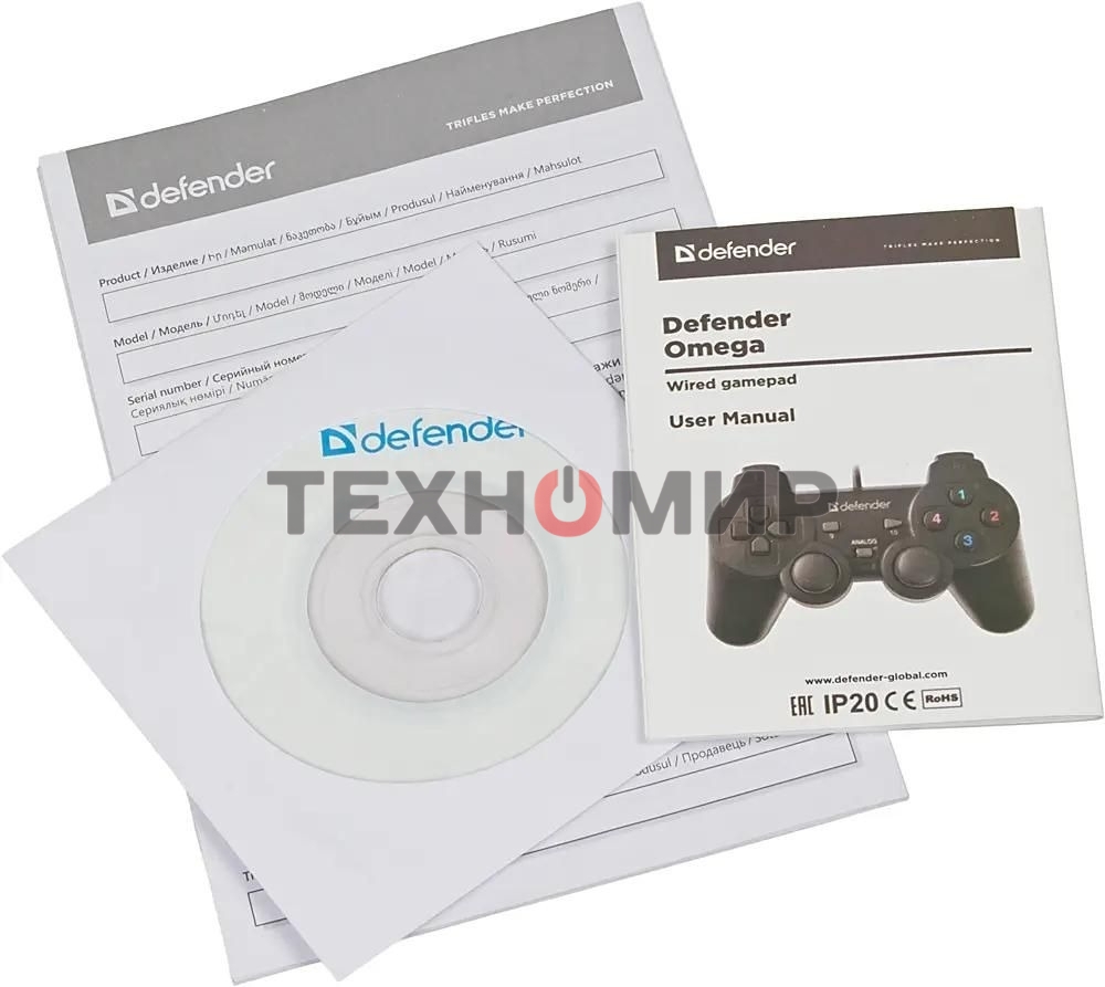 Геймпад Defender Omega USB, Проводной геймпад, 12 кнопок, 2 стика