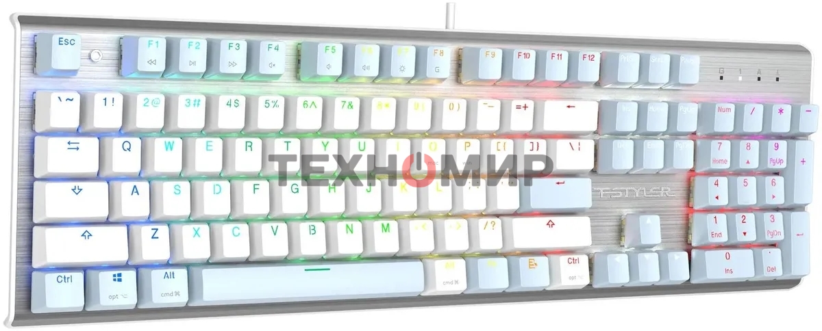 Клавиатура проводная A4Tech Fstyler FS100 Neon, USB, синий/белый