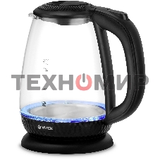 Чайник электрический Vitek VT-7074 1.7 л, 2200 Вт, прозрачный/черный корпус: стекло/пластик