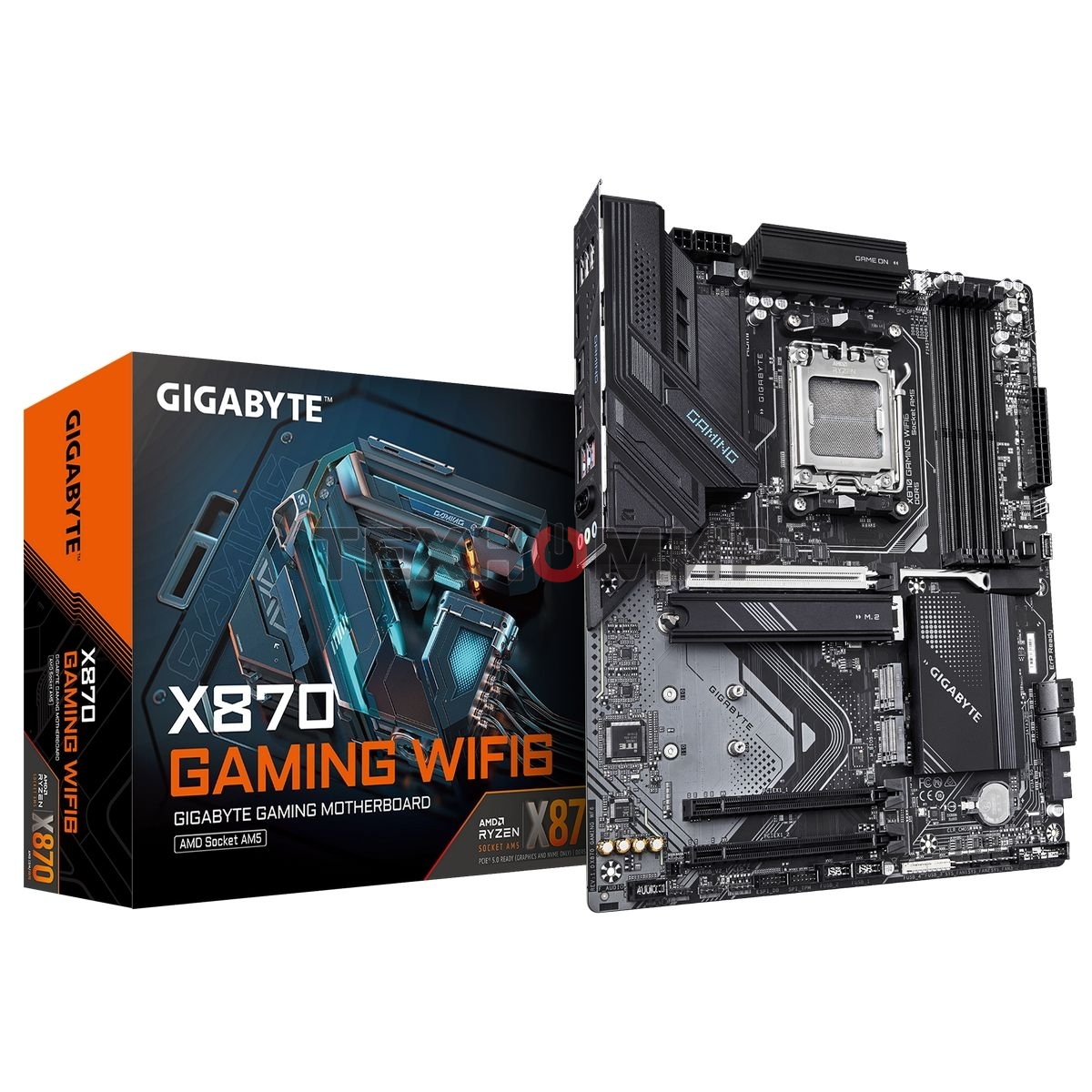 Материнская плата Gigabyte X870 GAMING WIFI6, AM5, AMD X870, 4xDDR5, 4xSATA, 3xM.2, 1xPCIe 5.0 x16, 2xPCIe 3.0 x1, 1xHDMI, 2xUSB-C (DisplayPort Alt Mode), 1x2.5Gb LAN, Wi-Fi 6, Bluetooth 5.3, 2xUSB-C 40Gbps, 1xUSB-A 10Gbps, 3xUSB-A 5Gbps, 4xUSB-A 2.0, 3x3