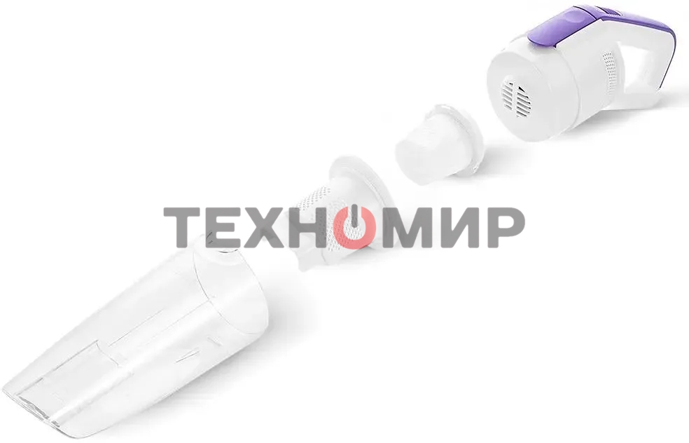 Пылесос ручной Kitfort КТ-5198 белый/фиолетовый, 75 Вт, уборка сухая/сбор воды, пылесборник контейнер 0.45 л