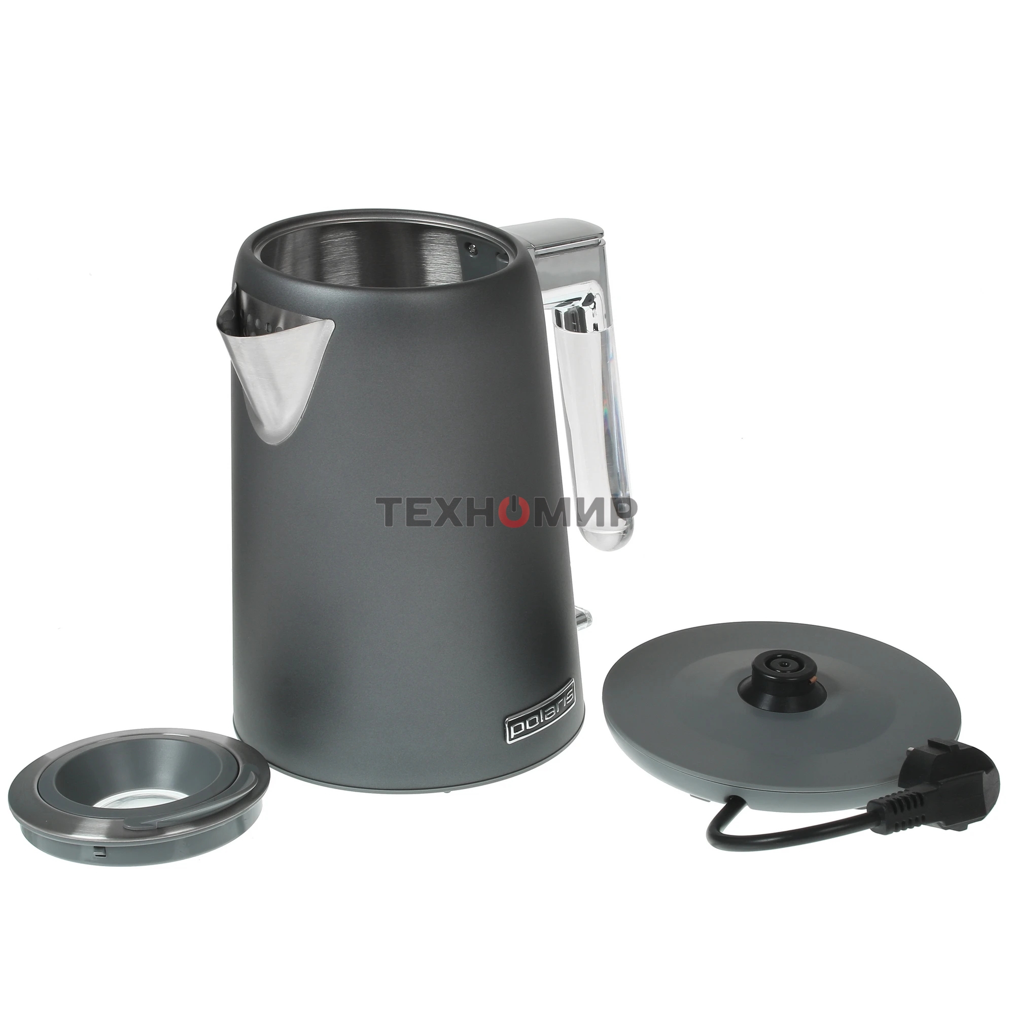 Чайник электрический Polaris PWK-1746СA серый, 1.7 л, ВЕРХ. ЗАЛИВ, нерж.