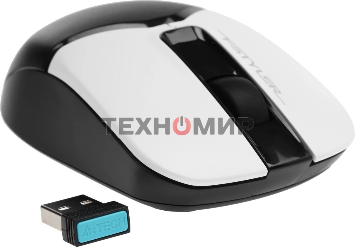 Мышь беспроводная A4Tech Fstyler FB12 белый/черный, 1200 dpi, радиоканал, Bluetooth, USB, кнопки - 3