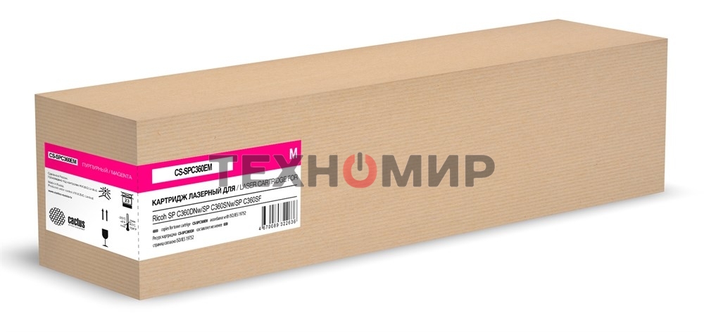 Картридж лазерный Cactus CS-SPC360EM 408186 пурпурный (6000 стр.) для Ricoh SP C360DNw/SP C360SNw/SP C360SF