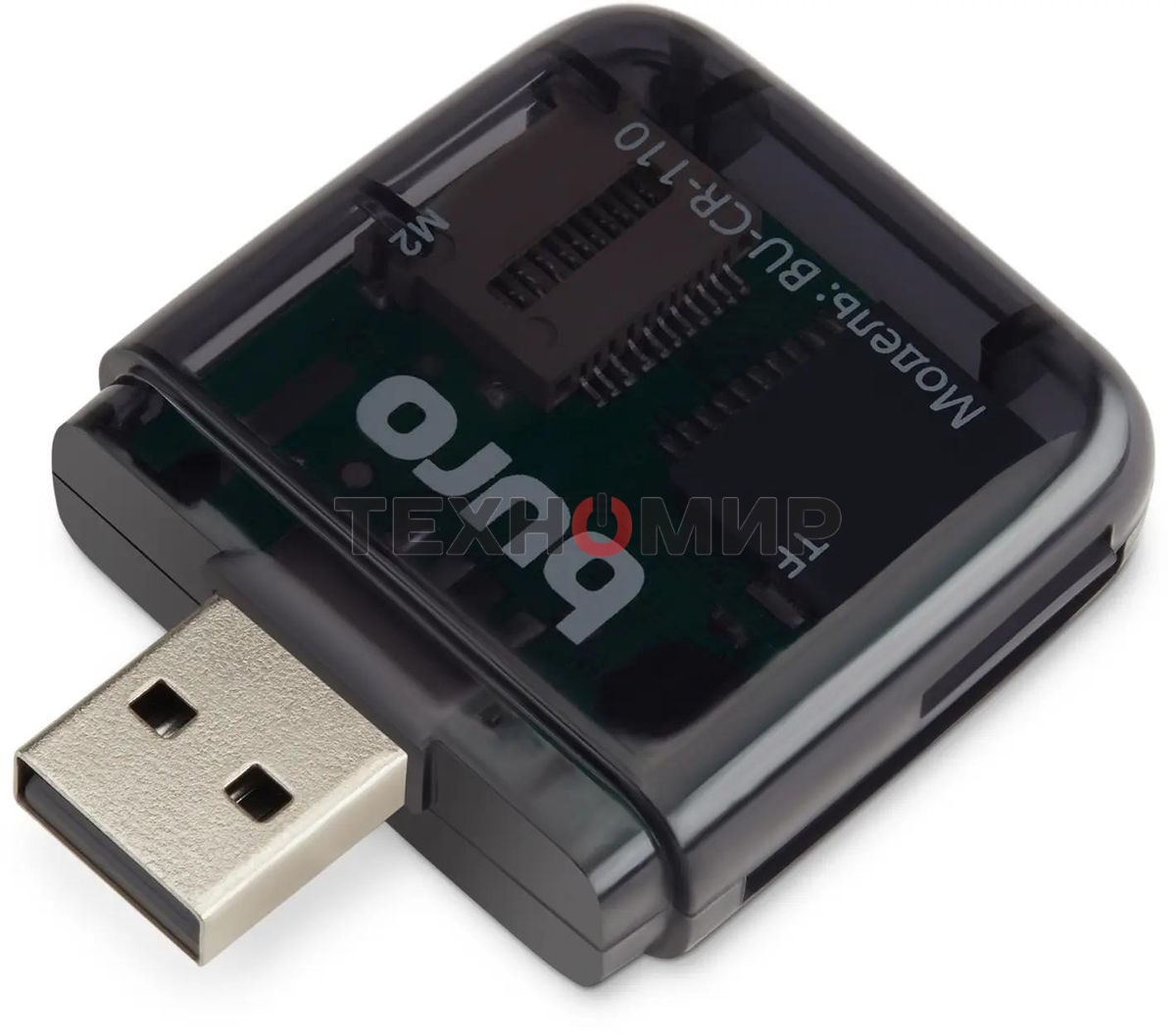 Кард-ридер Buro BU-CR-110 черный/MMC/MS/MS Duo/MS Micro M2/MS Pro/RS-MMC/SD/SDHC/TF/micro-SD/miсro-SDHC/USB 2.0/пластик