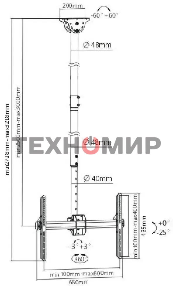 Кронштейн для телевизора Arm Media LCD-3000 черный, 32