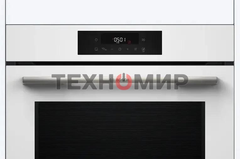 Духовой шкаф электрический Bosch HJG852YW0T Serie 6, 60 см, 66 л, белый,сенсорное управление, 8 режимов+AutoPilot 30(30 автоматических программ), LCD-дисплей, галогенное освещение, самоочистка EcoClean,Soft Open and Soft Close door,телескопические направл