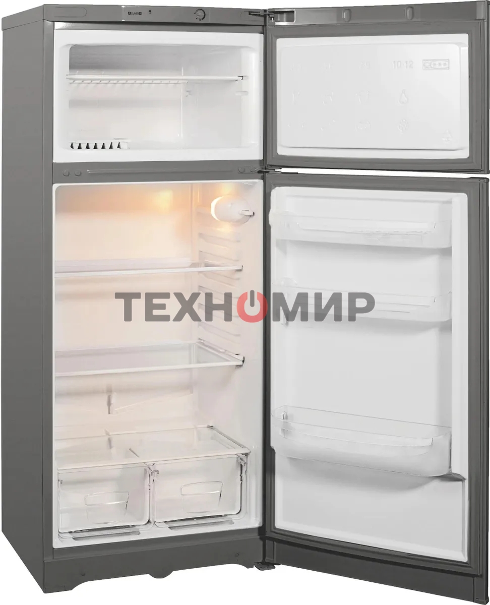 Холодильник Indesit TIA 14 G серебристый двухкамерный 194/51л морозилка сверху, ручное