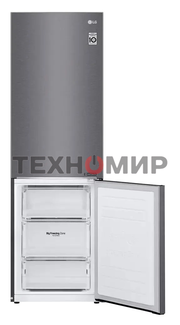 Холодильник LG GC-B459SLCL графит двухкамерный инвертер 247/127л морозилка снизу, No Frost