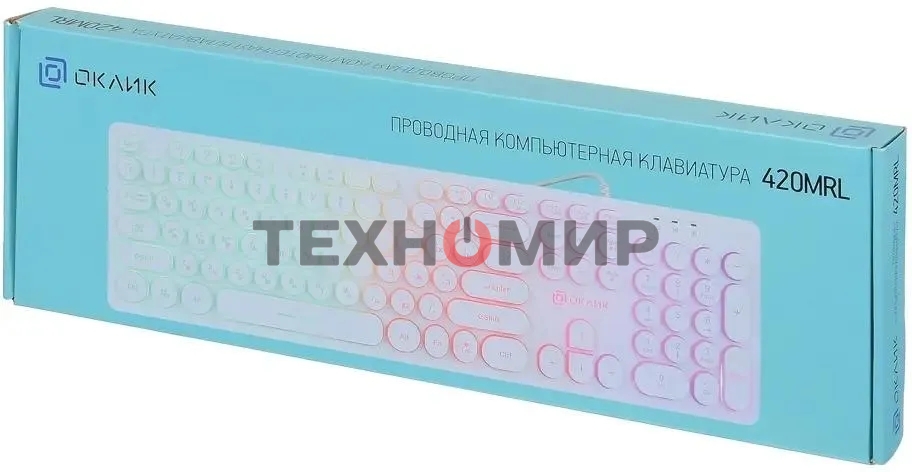 Клавиатура проводная Oklick 420MRL 1091227, USB, белый