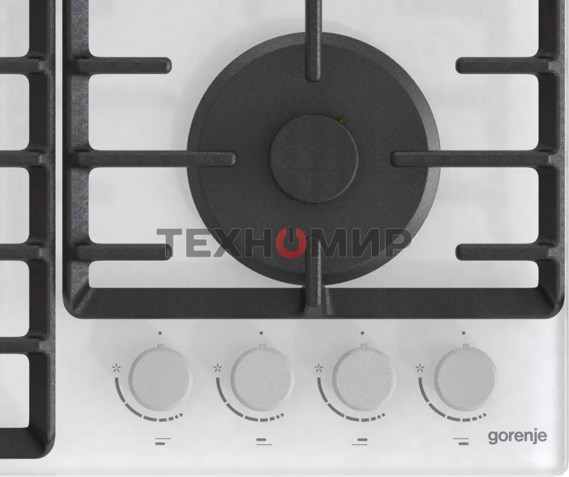 Газовая варочная панель Gorenje GT642AXW, 4 конфорки, закаленное стекло, белый