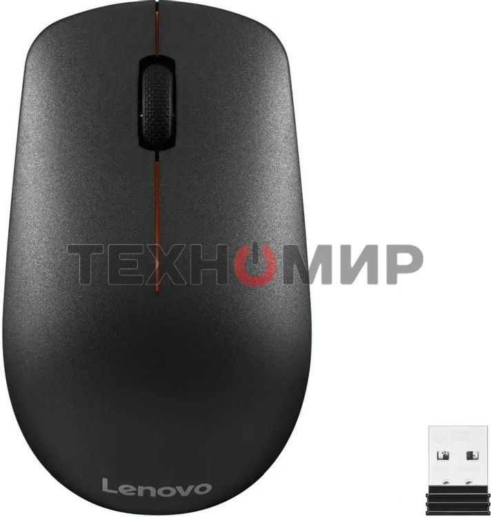 Мышь беспроводная Lenovo 400 черный, 1200 dpi, радиоканал, USB, кнопки - 3