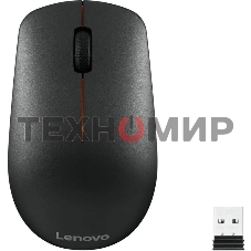 Мышь беспроводная Lenovo 400 черный, 1200 dpi, радиоканал, USB, кнопки - 3