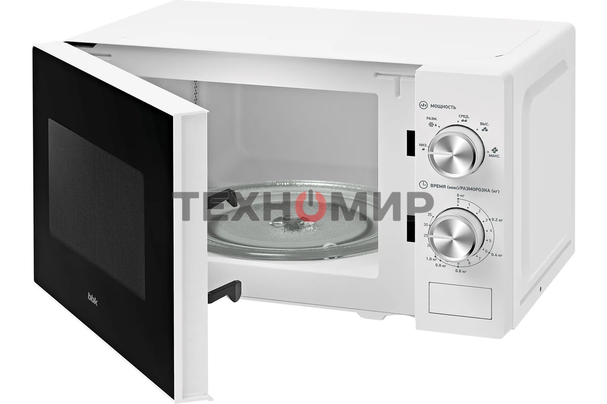 Микроволновая печь BBK 20MWS-763M/W белый, 20 л, 700 Вт, переключатели - поворотный механизм