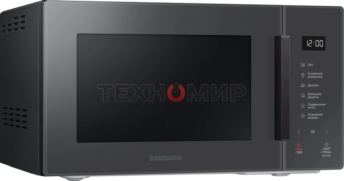 Микроволновая печь Samsung MS23T5018AC/BW антрацит, 23 л, 800 Вт, переключатели - сенсор