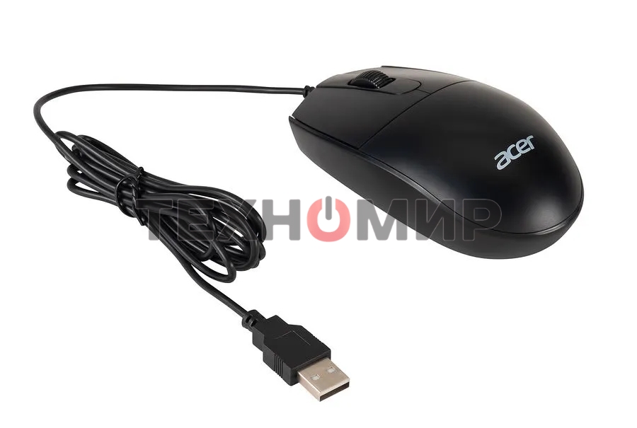 Комплект клавиатура+мышь Acer OMW141 проводной, USB, 1200 DPI, чёрный