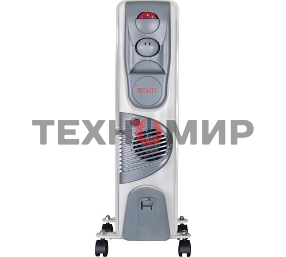 Масляный обогреватель Ресанта ОМ-9АВ (9 секций) белый, 2400 Вт, 30 м2, термостат 67/3/22