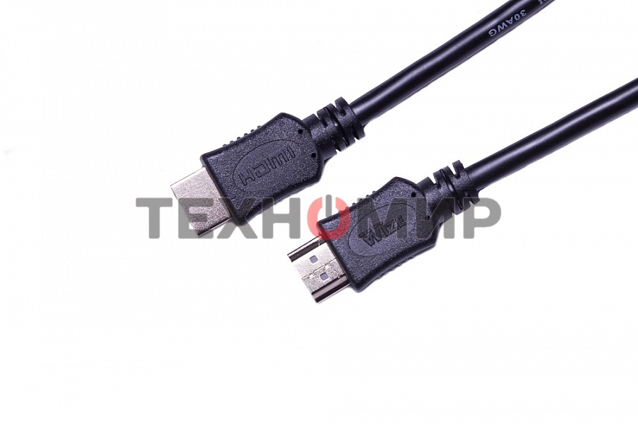 Кабель HDMI C-HM-HM-7.5M Wize, 7.5 м, v.2.0, 19M/19M, позол.разъемы, экран, черный, пакет