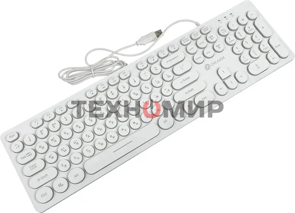 Клавиатура проводная Oklick 420MRL 1091227, USB, белый