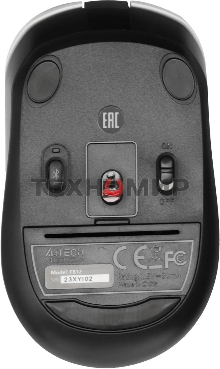 Мышь беспроводная A4Tech Fstyler FB12 белый/черный, 1200 dpi, радиоканал, Bluetooth, USB, кнопки - 3