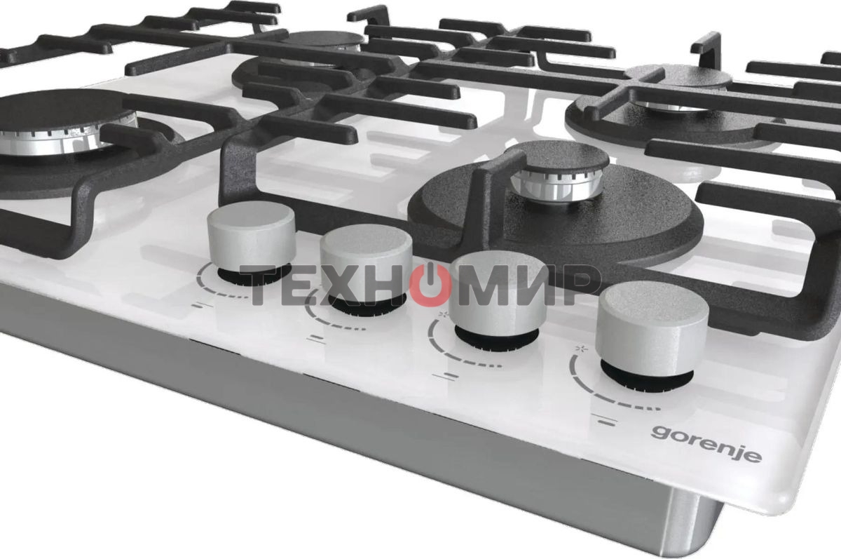 Газовая варочная панель Gorenje GT642AXW, 4 конфорки, закаленное стекло, белый