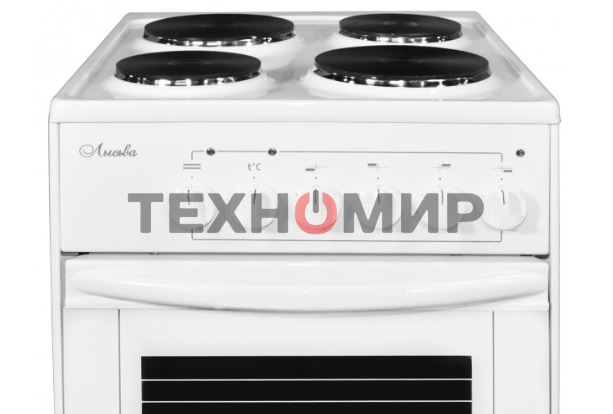 Плита электрическая Лысьва ЭП 411 белый, конфорок 4 электрических, духовка 57 л, 50 см x 84 см x 60 см