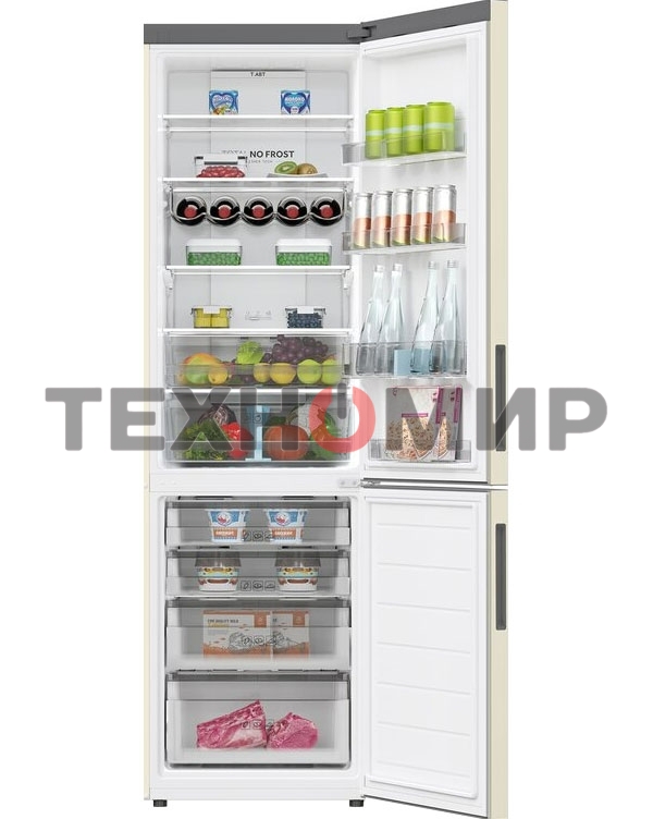 Холодильник Haier C2F637CCGU1 бежевый, двухкамерный, 278/108л, морозилка снизу, No Frost