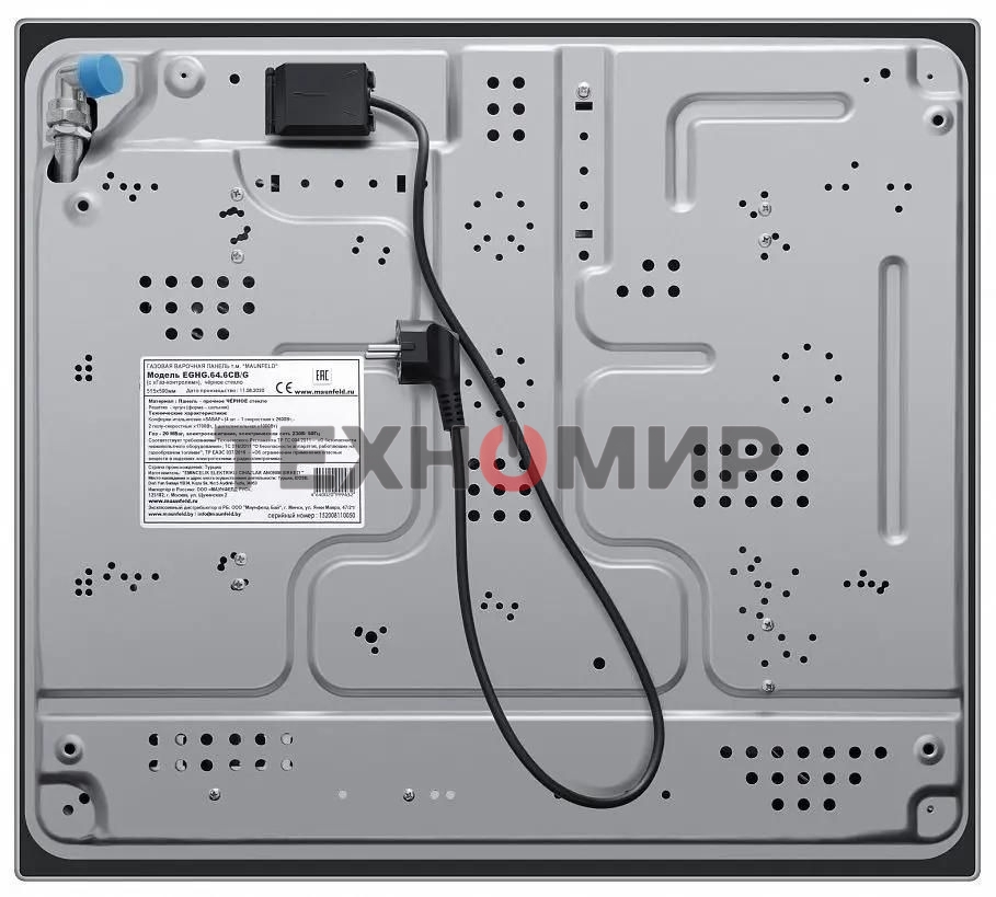 Газовая варочная панель Maunfeld EGHG.64.6CB/G, 4 конфорки, закаленное стекло, черный