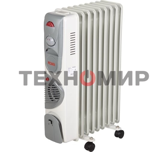 Масляный обогреватель Ресанта ОМ-9АВ (9 секций) белый, 2400 Вт, 30 м2, термостат 67/3/22