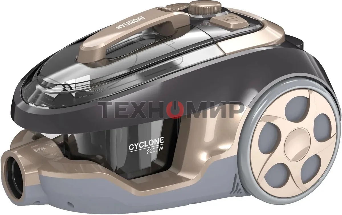 Пылесос Hyundai HYV-C3550 золотистый/темно-коричневый, 380/2220 Вт, уборка сухая, пылесборник контейнер 2,5 л