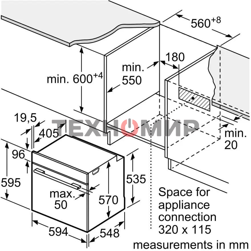 Духовой шкаф электрический Bosch HUA736EV0T белый