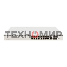 Коммутатор MikroTik CRS320-8P-8B-4S+RM Cloud Router Switch with dual-core 800 MHz CPU, 256 MB RAM, 98DX226S switch chip, 17 x Gigabit Eth ports (8 x 802.3af/at, 8 x 802.3bt PoE-out), 4 x 10G SFP+ ports, RouterOS L5, 1U rackmount enclosure, 600W PSU