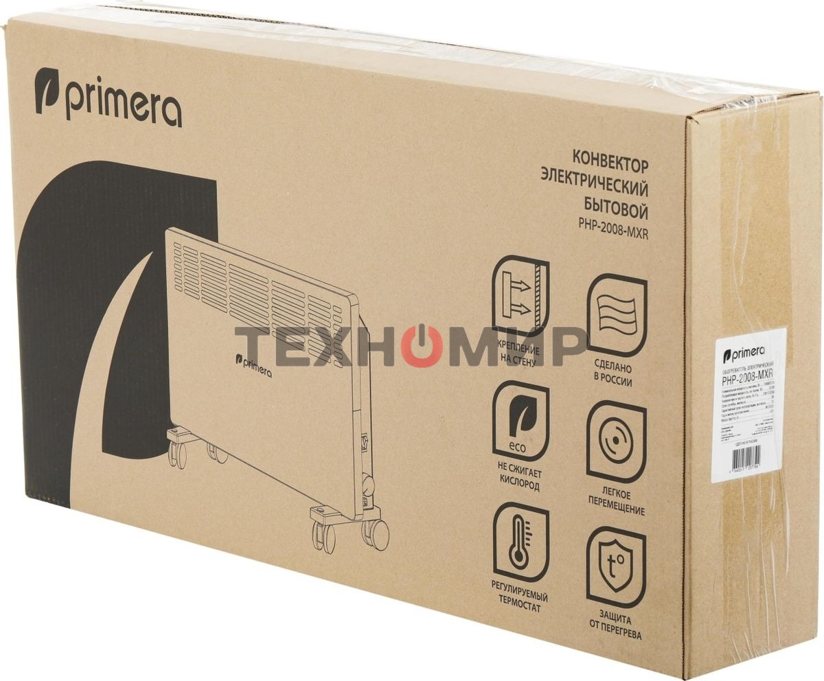 Конвектор электрический Primera Ram PHP-2008-MXR, белый, 2000 Вт, 25 м2, термостат