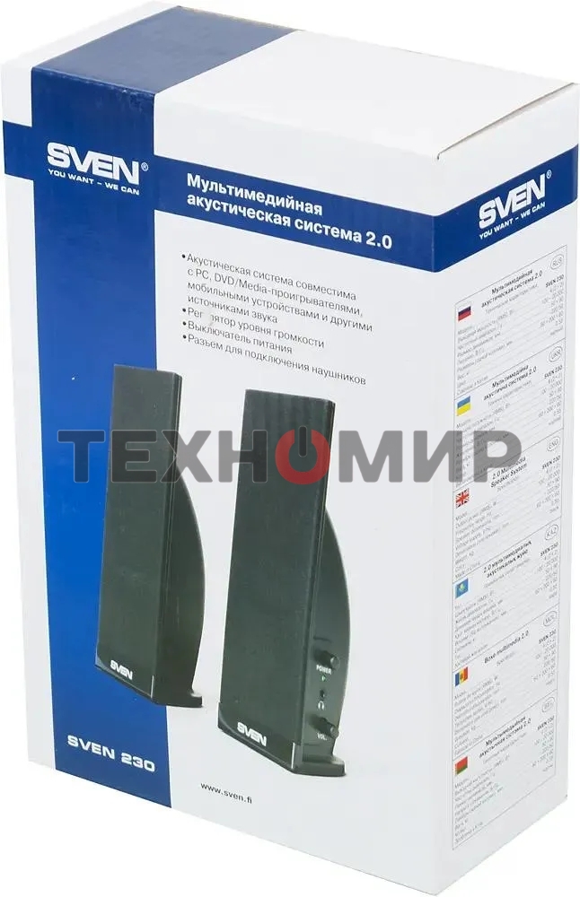 Акустическая система Sven 230 2.0 черный 4Вт