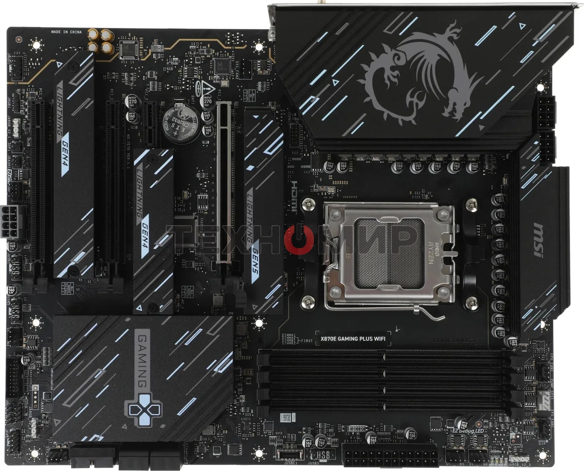 Материнская плата MSI X870E GAMING PLUS WIFI, AM5, AMD X870E, 4xDDR5, 4xSATA, 3xM.2, 1xPCIe 5.0 x16, 1xPCIe 4.0 x4, 2xPCIe 3.0 x1, 1xHDMI, 1xUSB Type-C, 1x5Gb LAN, Wi-Fi 7, Bluetooth 5.4, 2xUSB-C 20Gbps, 1xUSB-C 40Gbps, 2xUSB-A 5Gbps, 2xUSB-A 10Gbps, 4xUS