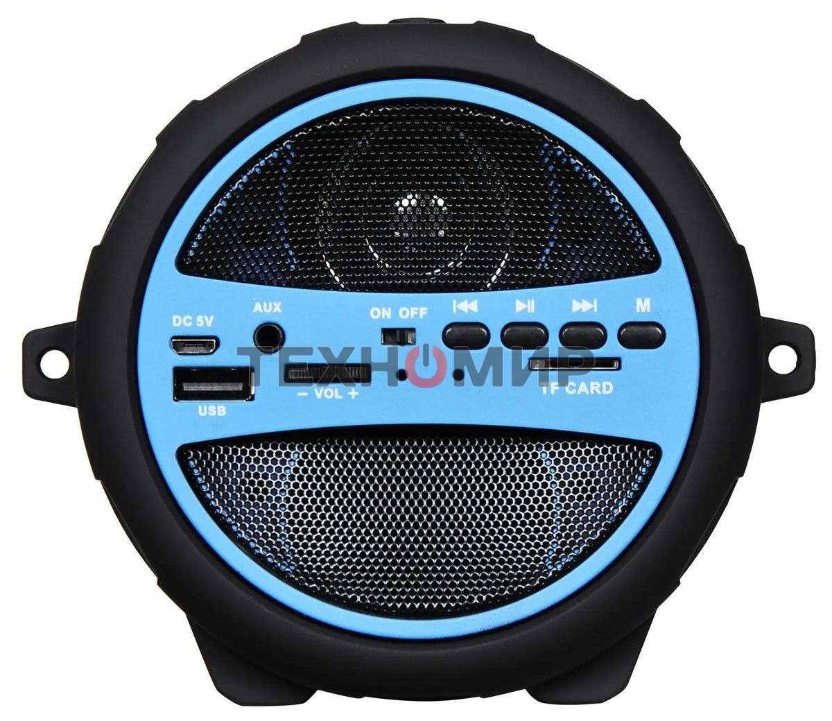 Колонка портативная Hyundai H-PAC220 черный/голубой 10W 1.0 BT/3.5Jack/USB