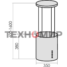 Вытяжка каминная MBS Petunia 135 Island Inox нержавеющая сталь управление: кнопочное (1 мотор)