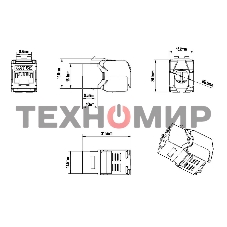 Модуль универсальный Hyperline KJ8, keystone, 1хRJ45, 180°, кат. 5е, неэкр., цвет: белый