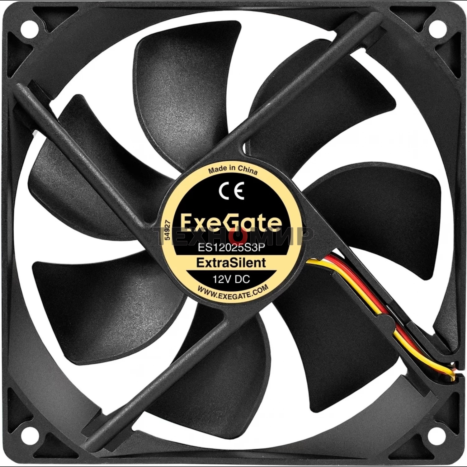 Вентилятор для корпуса ExeGate ExtraSilent ES12025S3P черный, 120 мм, 1300 об/мин, 22 дБ, 3 pin