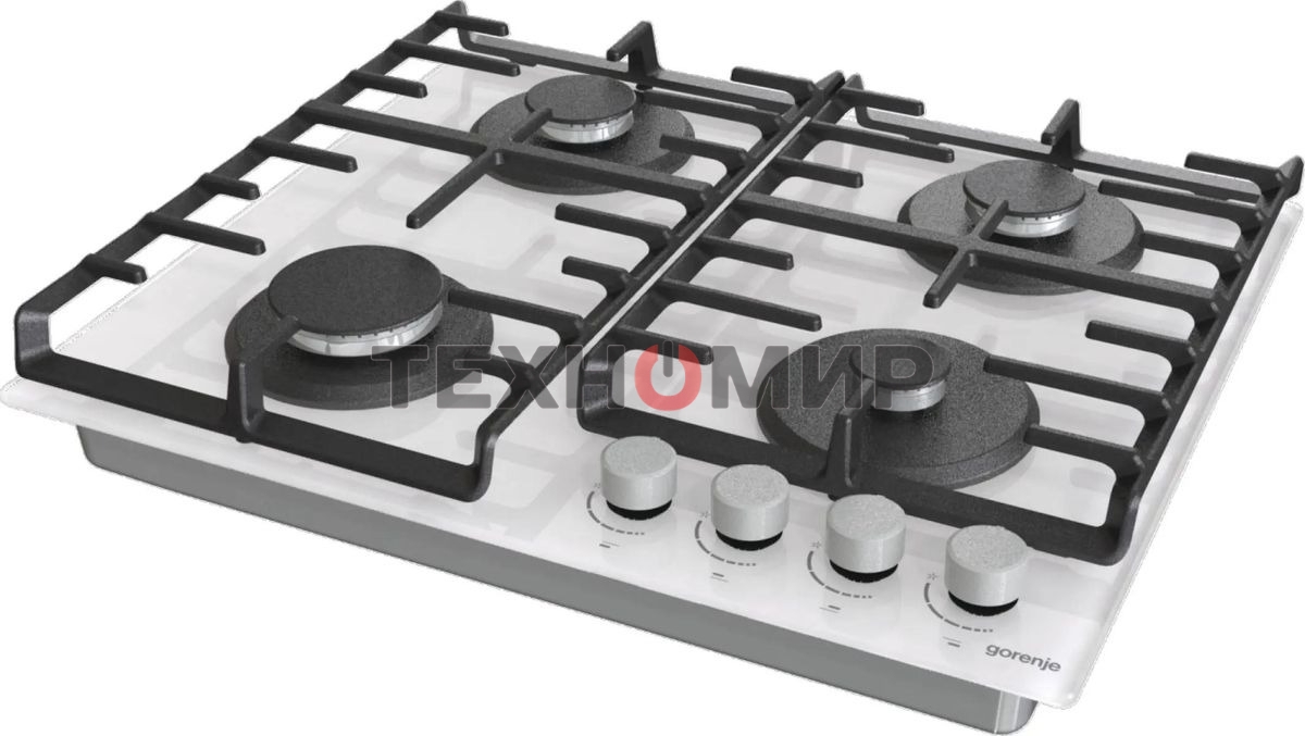 Газовая варочная панель Gorenje GT642AXW, 4 конфорки, закаленное стекло, белый